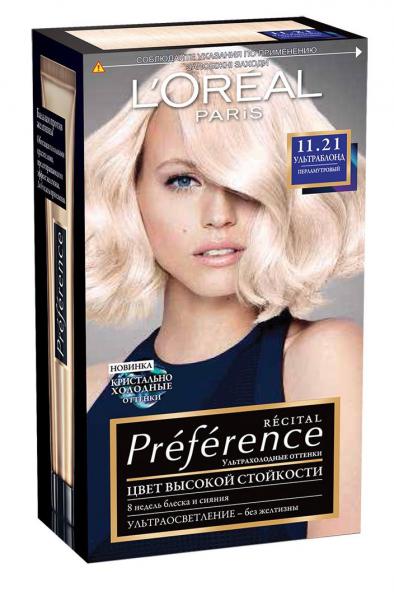 LOREAL PREFERENCE Стойкая краска для волос №11.21 ультраблонд холодныйперламутровый
